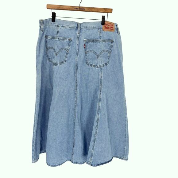 Levi's Fit and Flare Denim Midi Skirt 34 Blue Jean High Rise Capsule Wardrobe - Picture 5 of 10